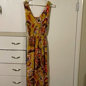 LOFT mustard yellow floral maxi dress XL